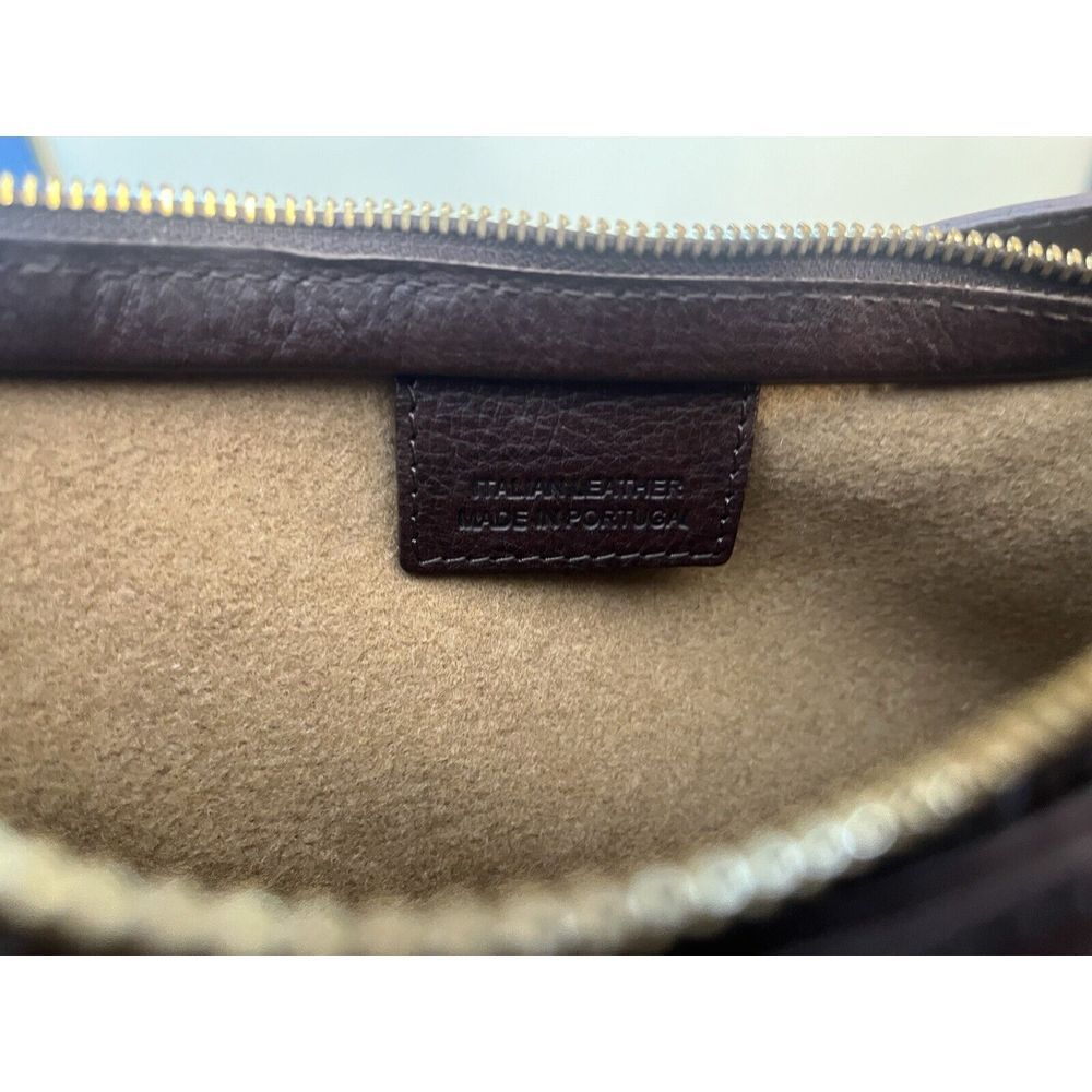 Vintage Brooks Brothers Beige Plaid Italian Leather Baguette Shoulder Bag - Picture 7 of 8